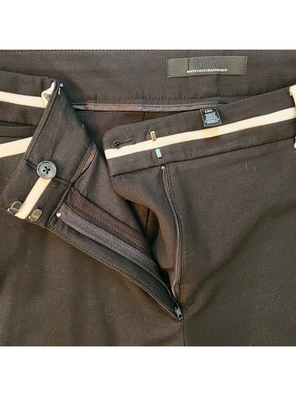 WHBM Slim Boot Trouser Black Safari Tan Contrast‎ Trim 18L Tall Plus NWOT